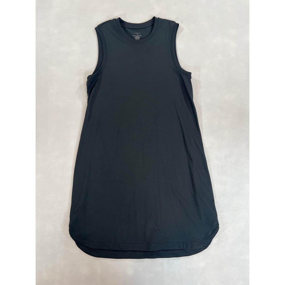 Varley Black Sleeveless Activewear Dress M Stretch Curved Hem Athleisure Golf